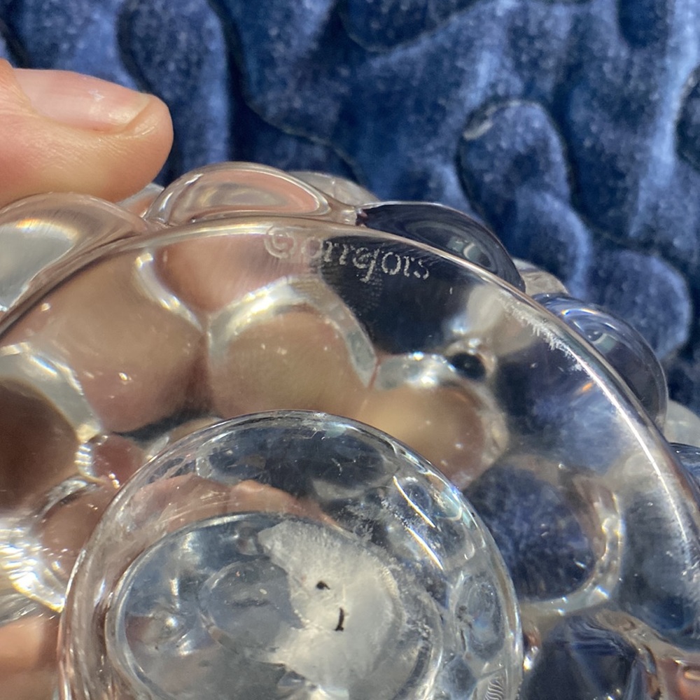 Orrefors raspberry crystal tea light holder candle - Picture 5 of 5